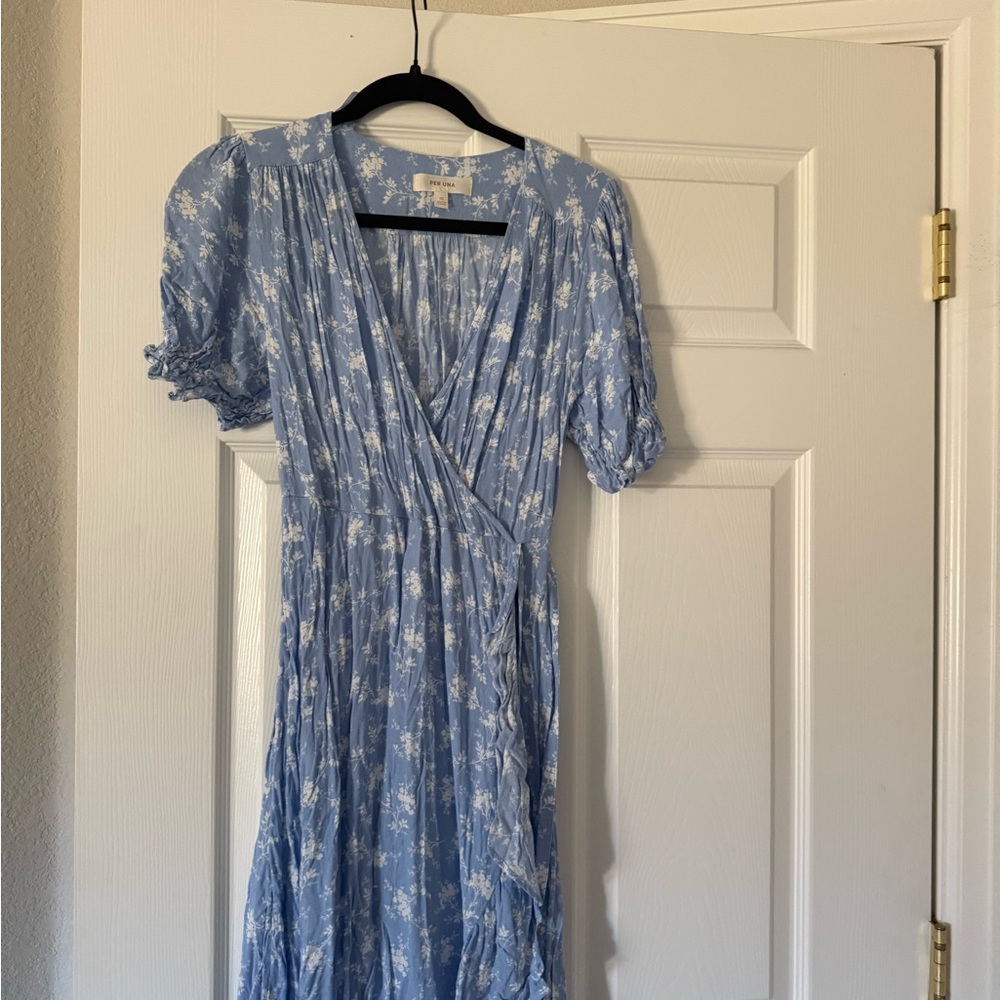 Per Una Light Blue Floral Midi Dress